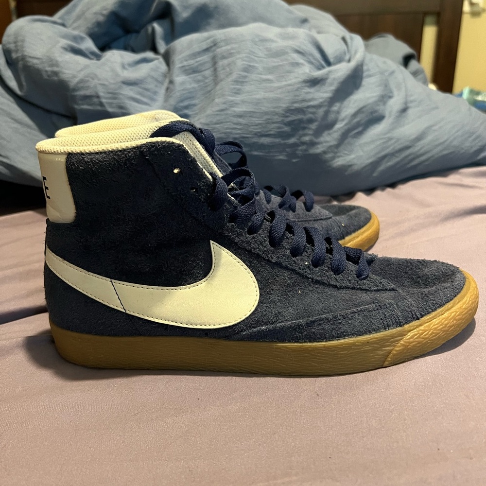 Nike Women's Blue and White High-Top Sneakers